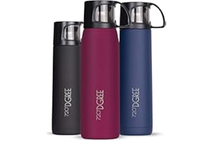 720°DGREE Bottiglia Isotermica Isolamento “Follow” – 1000ml | Thermos per bibite caffè e tè Caldo | Thermocafe Acciaio Inox