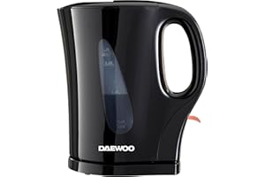 Daewoo Essentials 1.7L Fast Boil Electric Kettle – Black Plastic Cordless Jug with Auto Shut-Off & Boil-Dry Protection, Compact, Easy to Use & Clean