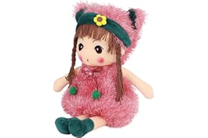 JIAHG Poupée de Chiffon Fille Jouet en Peluche Poupée de Chiffon Adorable avec Les Cheveux Tressés Ornement de Chambre de Bébé Enfant Cadeau de Noël/Anniversaire/Valentin/Nouvel an