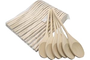 ANTHONY PETERS Pack of 24 Wooden Spoons | Ideal for The Kitchen, Crafts, Mixing etc...