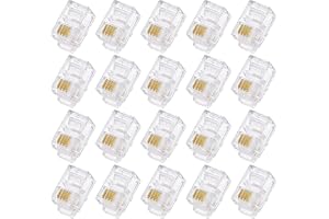 QUARKZMAN RJ9/RJ10/RJ22 hankontakter för modulär telefonkontakt, kopparkärna 4P4C transparent 20 st