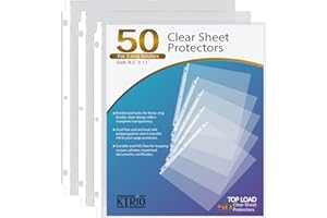 Ktrio Sheet Protectors 8.5 x 11 Inches Clear Page Protectors for 3 Ring Binder, Plastic Sleeves for Binders, Top Loading Paper Protector Letter Size, 50 Pack