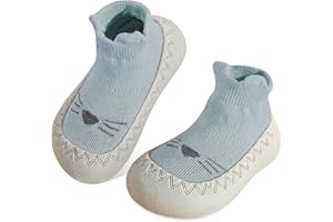 JinBei Skarpety dziecięce, antypoślizgowe, gumowa podeszwa, buty do nauki chodzenia, słodkie, dla małych dzieci, miękka podeszwa, antypoślizgowe, buty dla chłopców i dziewczynek, 6-24 miesięcy