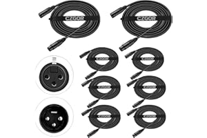Czgor Cables DMX de 3 metros 8 paquete, 3 Pines XLR Macho a Hembra Cable DMX para Señales de Iluminación para Conectar Cables Ópticos