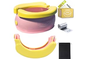 RIVERMUM® I Vasino Portatile per Bambini da Viaggio,WC Portatile Bambini,Vasino Bambini Portatile Pieghevole,Perfetto per Viaggi e Allenamento a Casa,20 Sacchetti e Calendario di Ricompense (ROSA)