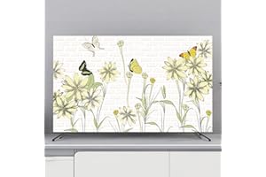 Treer TV Housse Anti-Poussière, Housses de Télévision en Tissu Élastique Couverture de Télévision Housse d'Écran Protection for TV de 32 à 80 Pouces (49-52 Pouces,Papillon)