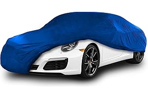 Cosmos - Copertura per auto da interno compatibile con tutte le principali Berline Medie, Tessuto Elastico, Traspirante e Antipolvere, Morbido al Tatto, Aderente, Blu