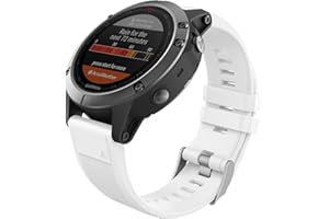 MoKo Strap Compatible with Garmin Fenix 7/7 Pro/6/6 Pro/5/5 Plus/Forerunner 965/955/945/Instinct Solar/Instinct 2, Quick Fit 22mm Silicone Replacement Sport Watch Band, White