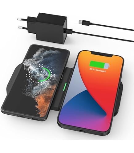 TESLYAR Houten mobiele telefoon oplader station 3-in-1 voor Apple apparaten | Compatibel met magnetische draadloze oplader voor iPhones 12, 13, 14 | IWatch, AirPods | Draagbare houten houder