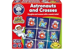 Orchard Toys Astronauts and Crosses Game, small and compact game, great for travel, simple gameplay, for kids age 4-7