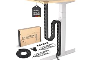 ULTIMATE SETUP Under desk cable management raceway – Perfect for sit stand desk cable management – Flexible cable snake -Vertebrae cable management (Black)