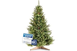 RESTILO Premium Weihnachtsbaum Künstlich 150 cm Tannenbaum mit Ständer aus Holzmaterial braunem Stamm Künstlicher Weihnachtsbaum Maya