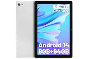 Eksvefot Android 14 Tablet, 10 Inch Tablet Octa-Core 8GB+64GB(TF 1TB), Android Tablet 1280x800 HD IPS Tablet Wi-Fi 6 Model/Widevine L1/5000mAh/Dual Camera/Face ID Tablet PC 2024 - White