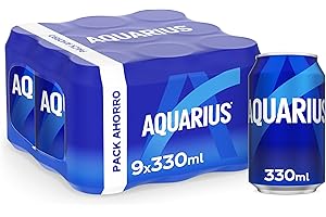 AQUARIUS Limón, Bebida Hidratante con Sales Minerales, Baja en Calorías, 9 x 330 ml