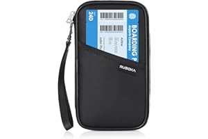 ruboka Funda para Pasaporte con Bloqueo RFID ignífugo (10,9 x 21,8 cm), para Familia y Varios pasaportes para la Familia, Impermeable, Organizador de Documentos de Viaje, Embrague para Tarjetas de