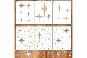 CIATBYYJ Large Star Stencil for Painting, Resuable Twinkle Star Stencils for Christmas, Sparkle Stars Template Wall Drawing Stencils for Painting on Wood Craft Canvas Fabric Home Decoration (8 * 6inch