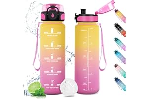 KollyKolla Borraccia 500ml, Borraccia con Filtro, Bottiglia Acqua a Prova di Perdite,con indicatore Orario, Borracce per Bambini, Bici, Scuola, Fitness, Sport, Gym, Yoga