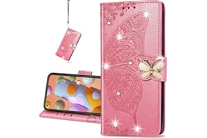 COTDINFOR Case for Huawei Nova 5T Coque Diamant Svelte PU Bling Crystal Papillon en Relief Protecteur Flip Phone Cover Étui Housse pour Huawei Nova 5T Case Diamond Butterfly Pink SD