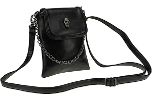 FakeFace Damen PU Leder Schultertasche Umhängetasche Clutch Handtasche Henkeltasche mit Totenkopf Handytasche Handbag Crossbody Bag Geschenk für Damen Mädchen (Schwarz)