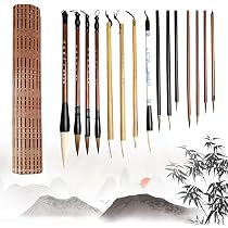 MBLUE Chinesisches Kalligraphie-Set 10-teilig - Mit Pinseln, Tintenstein & Zubehör | Für Anfänger & Als Geschenk