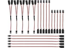 JR Style Servo Extension Cable, 20pcs Yakomon 15cm Y Harness Extension Cord, 30cm/15cm/10cm Male to Female Servo Extension for RC Car ect. (1 to 2 Y 15cm/30cm/15cm/10cm,5pcs Each)