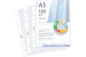 ‎AGOER 100 Stück glasklar Prospekthüllen DIN-A5, Extra Stark 160µ PP-Kunststoff Prospekthüllen Sammel-Taschen zum Schutz von Papier, Akten & Dokumenten