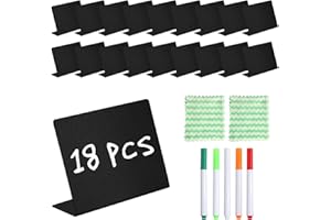 HUANGXINYU 18 Pcs Mini Chalkboard Signs for Food Labels for Buffet, Small Mini Chalk Boards for Food Display Chalk Board Signs, Price Tags for Display Foods Shop Bakery Wedding Party, with 5 Pens & 2 Cloth