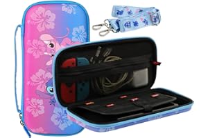 PERFECTSIGHT Switch Carrying Case for Nintendo Switch OLED Travel Carry Case with 12 Game Card Slots, Inner Protective Storage Bag for NS Console & Accessories (Blue+Purple)