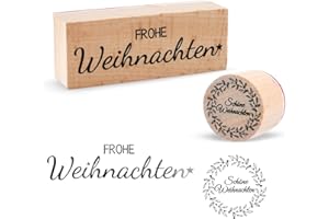 BMGRKYQX 2 Stücke Stempel Weihnachten Holz,Stempel Frohe Weihnachten,Weihnachtsstempel Schöne Weihnachten für Karten Geschenkpapier Scrapbooking