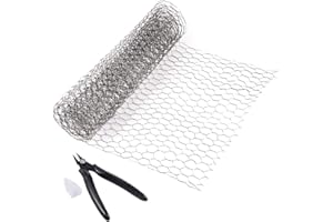 Auckpure Chicken Wire Mesh 13.8in x 78.7in (35cm x 200cm), Chicken Wire Fence, Garden Fencing for DIY Craftworks, Galvanized Hexagonal Wire Mesh, with Mini Wire Cutting Pliers