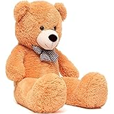 Special Gift for Lover - 140 Cm Giant SIZE Cute Plush Big Bear with Bow Tie - Special Price Brown