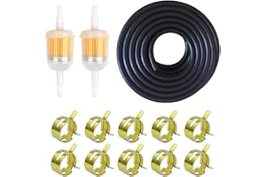 Gloryit Kit de Manguera de Gasolina Incluir 2 metros largo diámetro 4,8 mm mangueras de Línea Combustible+2 Piezas Filtro Combustible Gasolina de 5mm+10 Piezas Abrazaderas Manguera Moto,para,Moto,Auto