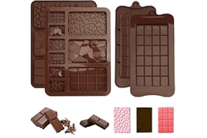 JINSION 4 Piezas Moldes de Silicona para Chocolat,Antiadherente Moldes de Barra de Chocolate,Molde de Silicona para Tableta de Chocolate,Moldes para Barra de Chocolate de Silicona para Caramelos, Chocolates