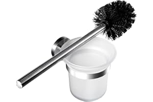 Ambrosya® | Porte-Balai de Toilette Exclusif en Acier Inoxydable | Salle de Bains Porte-Verre Brosse de Toilette Ensemble de Toilette (Acier Inoxydable (Brossé))