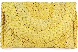 Syrads Pochette estive da donna in paglia intrecciata Borsa a tracolla in paglia Borsa da vacanza al mare