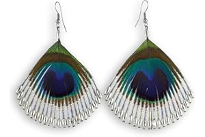 ISLAND PIERCINGS Pfauenauge Pfau Feder Ohrringe Hänger ER269