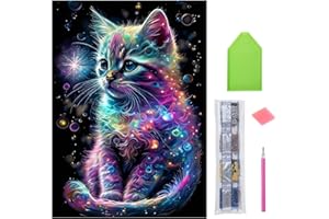parallelower 5D Diamond Painting Chat DIY Diamant Peinture Chat Broderie Diamant Kit Complet Chat pour Adultes Enfants Décoration Intérieur 30x40cm