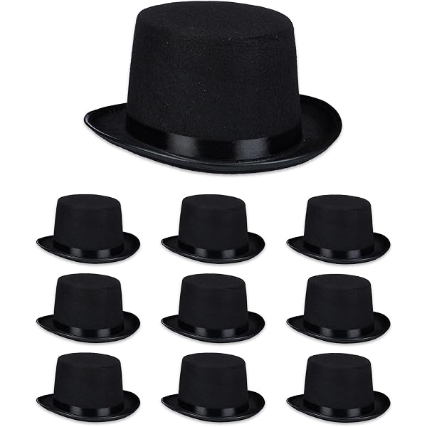 Mini Cappelli A Cilindro In Feltro Nero - Per Bambole, Orsacchiotti E