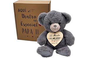 PELUCHILANDIA Regalos Mujer | Regalos Amigas Originales | Regalo Cumpleaños Mujer | Regalo Original Mujer | Regalo Amiga Osito de Peluche Brilli con Mensaje | Regalos Pareja (Gris)