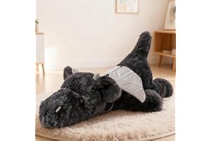 Gisqis Smok Pluszowe Dziecko Gigantyczne 48 cm Czarny Smok Pluszowe Duże Pluszowe Zabawki Dinozaur Lęk Dorośli Smoki Poduszki Noworodek Walentynki Urodziny Zabawki dla Chłopców Dziewcząt