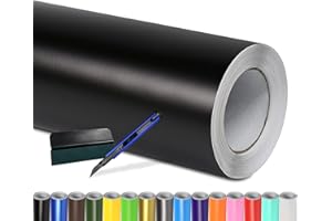 Folindo® Autofolie Schwarz Matt (15€/m²) | 100 x 152 cm | + Rakel & Cutter | Selbstklebende Luftkanal Folie zur Auto Folierung | Blasenfrei