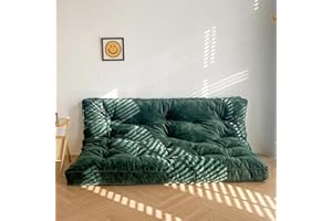 MAXYOYO 15CMJapanese Velvet fabric Floor Mattress Futon Mattress, Shredded Foam Filling Thicken Tatami Mat Sleeping Pad Foldable Roll Up Dormitory Lounger Pillow Bed (Double,Green)