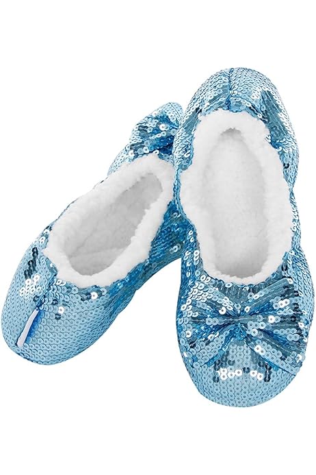 snoozies red sequin slippers