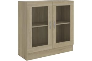 Irfora Armadietto con Vetrina, Armadietto con 2 Ante, Armadietto e Vetrina, Libreria Vetrina, Vetrina Soggiorno, in Truciolato 82,5x30,5x80 cm Rovere Sonoma