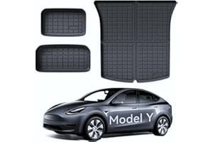 LANTU Lot de 3 tapis de coffre pour Tesla Model Y - Tapis de protection toutes saisons - En TPE - Pour arrière, inférieur et avant - Antidérapant et imperméable - Accessoires Tesla Model Y 2021-2024