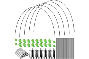QINGLANG 36PCS Garden Hoops for Netting Greenhouse Hoops for Raised Beds Detachable Fiberglass Greenhouse Support Hoop Grow Tunnel for Growing Vegetables with 30 Connection Pipes 18 Clips 20 Ground Nails