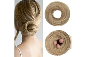 Mtuihfo Hair Buns Hair Piece, Fake Hair Bun Straight Elastic Donut Accessories Scrunchies Synthetic Messy Bun Hair Piece for Women Girls (Dirty Blonde)
