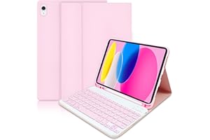 Lupxiu Funda con Teclado para iPad 10ª generación 2022/para (A16) 11ª generación 2025 - Funda con Teclado Folio Desmontable inalámbrica para iPad 11/10- Rosa