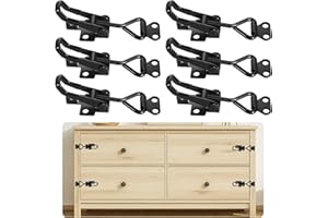 IYEREER 6 PcsLoquet a Bascule, Loquet à Bascule en Acier Inox, Sauterelle de Serrage, Fermeture à Levier Loquet à Ressort Fermoir à Bascules, Fermeture Remorque en Métal pour Armoires Portes Valises(Noir)