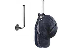 Mkono Black Metal Hat Organizer, Set of 2 L-Shaped Wall Hooks, Holds 20 Caps, Space Saving, Minimalist Design, Non Slip, Ideal for Baseball Caps, Visors, Scarves, Coats, Purse, Umbrella Storage